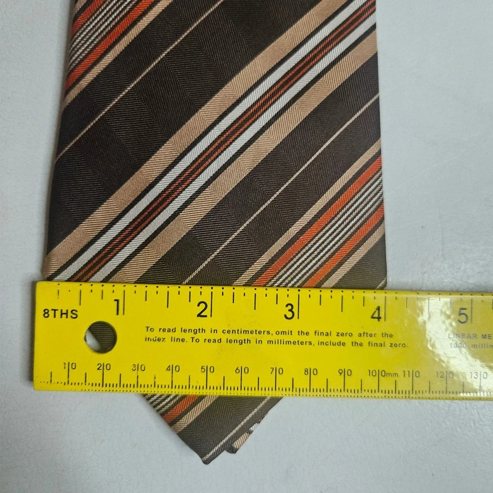 Vintage Christian Dior Monsieur Silk Tie Brown Orange Striped Made in France